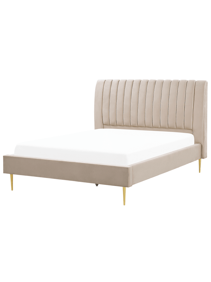 Beliani Doppelbett MARVILLE in Beige/Gold - (W) 182 x (H) 124 x (L) 225 cm günstig kaufen onesize