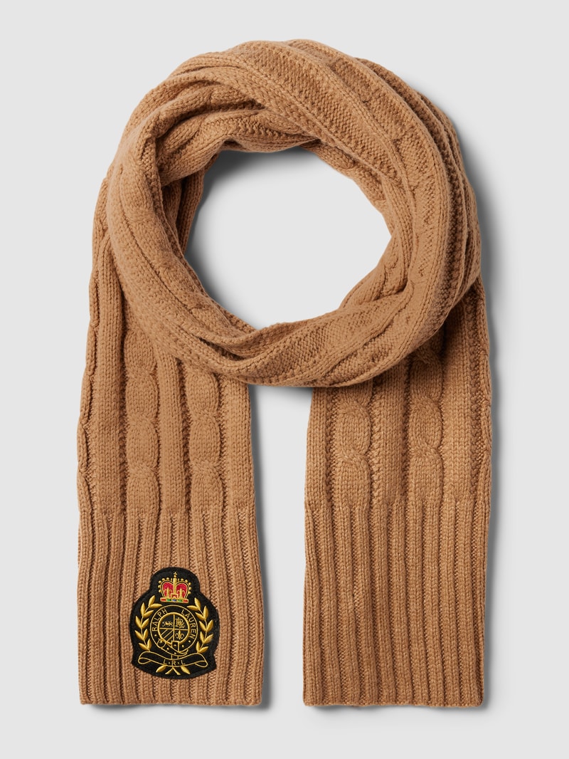 Schal mit Label-Stitching in camel