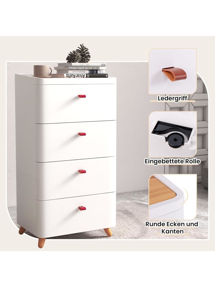 COSTWAY Nachtschrank mit 4 Schubladen 42 x 32 x 81,5cm in Weiß günstig kaufen onesize