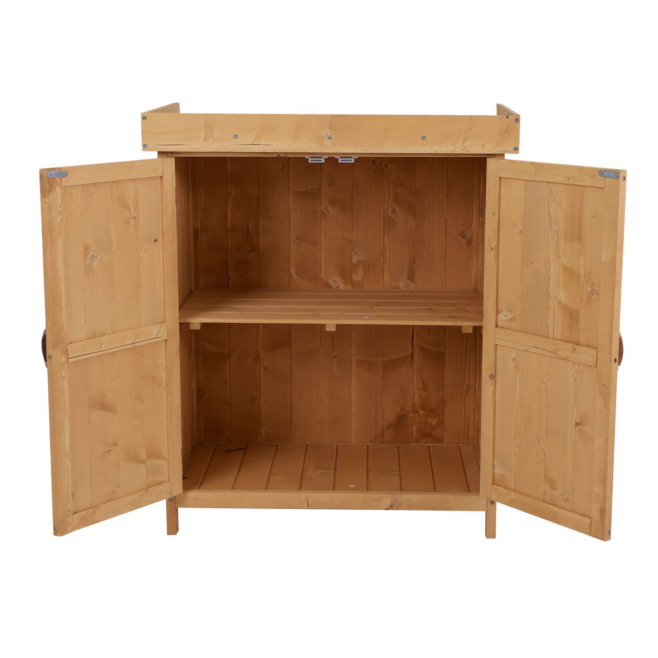 Outsunny Geräteschrank Geräteschuppen Holzschrank 2 Fächer Tannenholz Natur