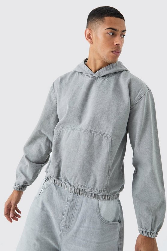 Kastiger Denim-Hoodie