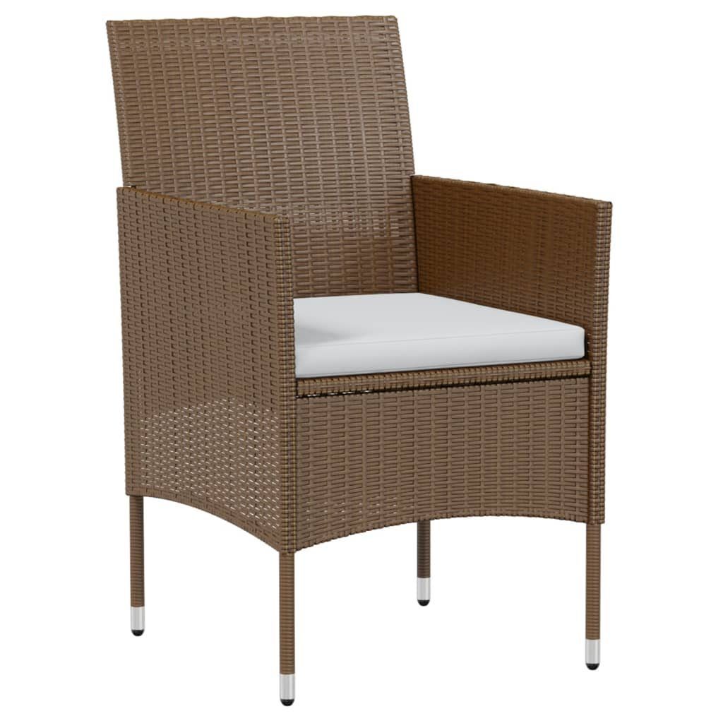 vidaXL Garten-Essgruppe 3-tlg. Garten-Essgruppe Poly Rattan Braun, (3-tlg)