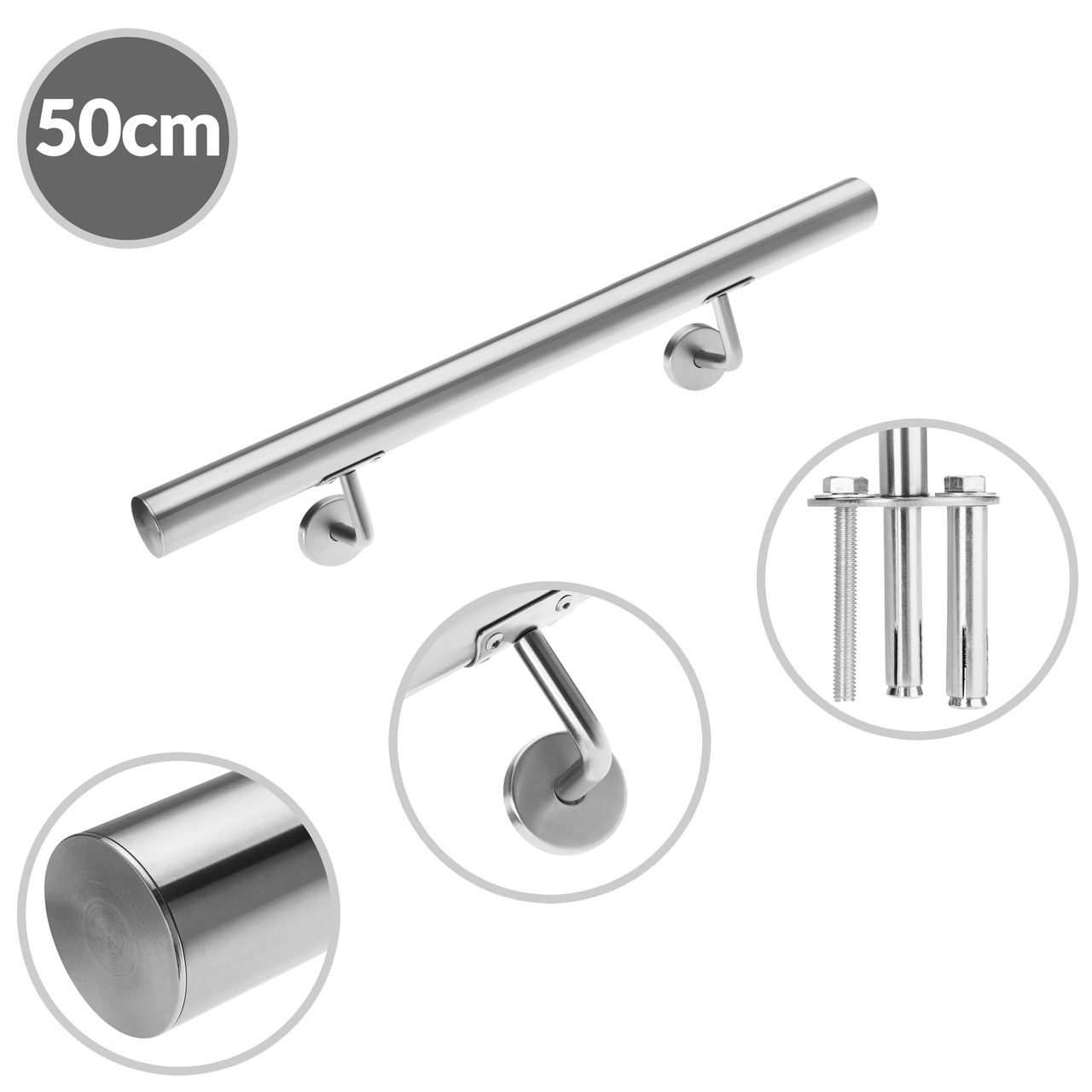 Casaria monzana® Handlauf Edelstahl 50 x 4,2cm