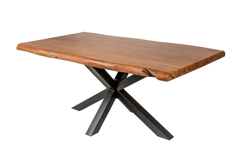 riess-ambiente Baumkantentisch MAMMUT NATURE 180cm honigfarben / schwarz (Einzelartikel, 1-St), Massivholz · Baumkante · Metall · 6cm Platte · Akazie · Industrial