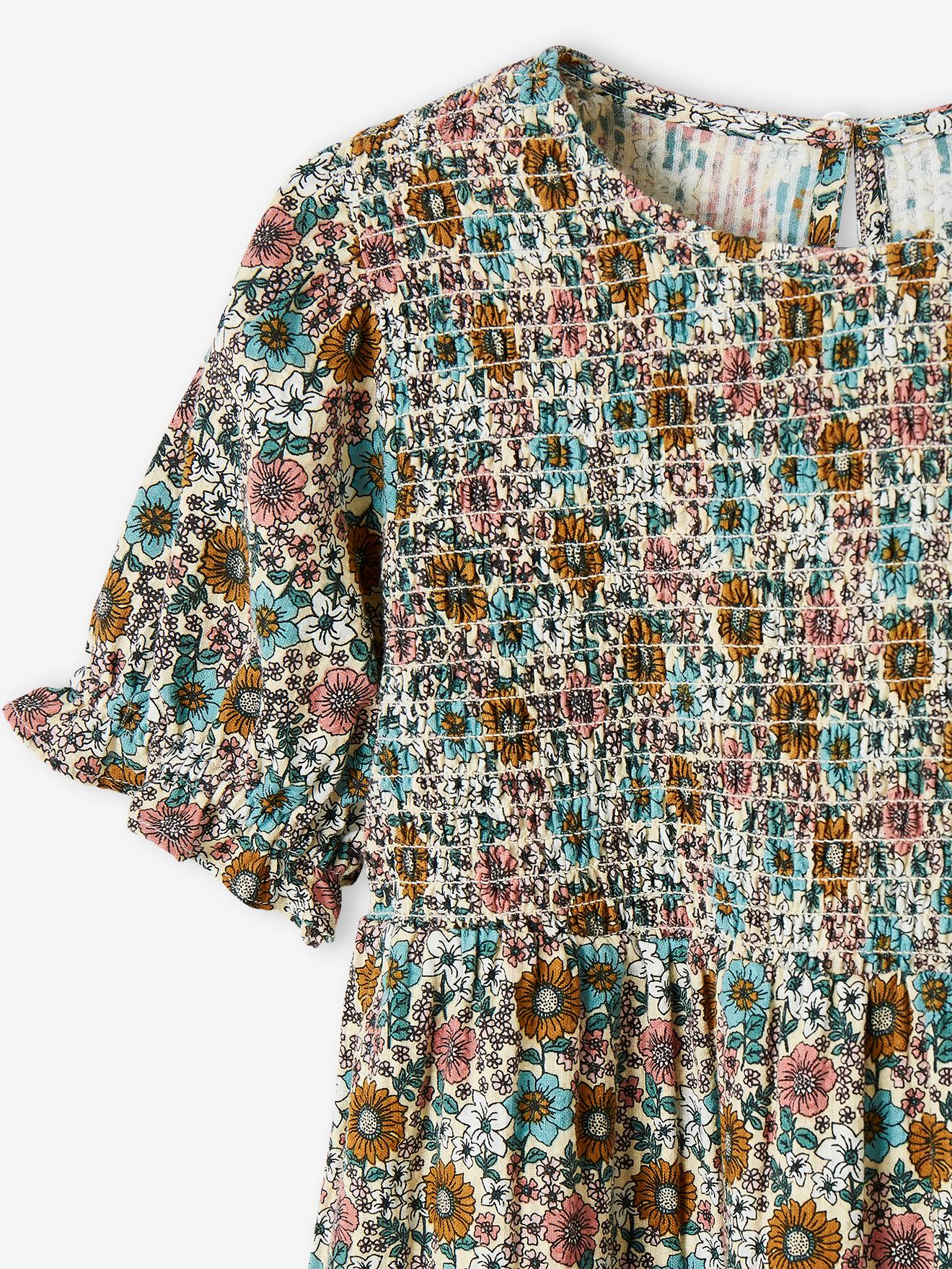 Vertbaudet Mädchen Kleid, gesmokt - rosa nude