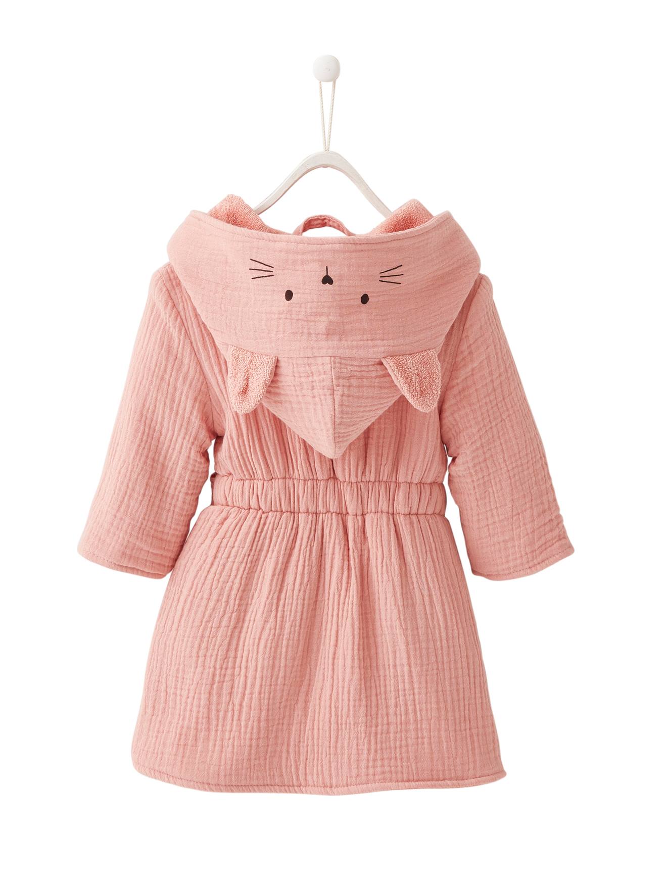 Peignoir bébé animal en gaze de coton bio* personnalisable ocre
