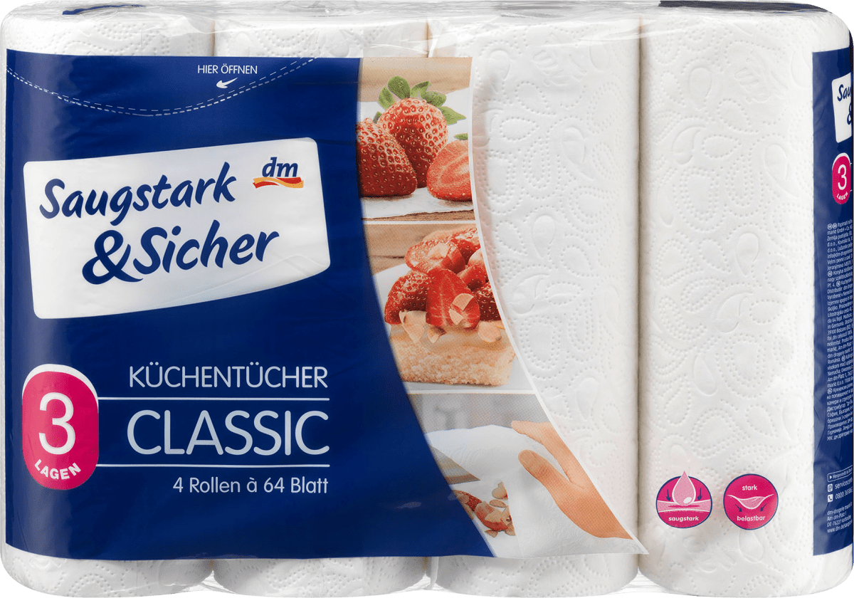 Küchentücher Classic 3-lagig (4x64 Blatt), 4 St