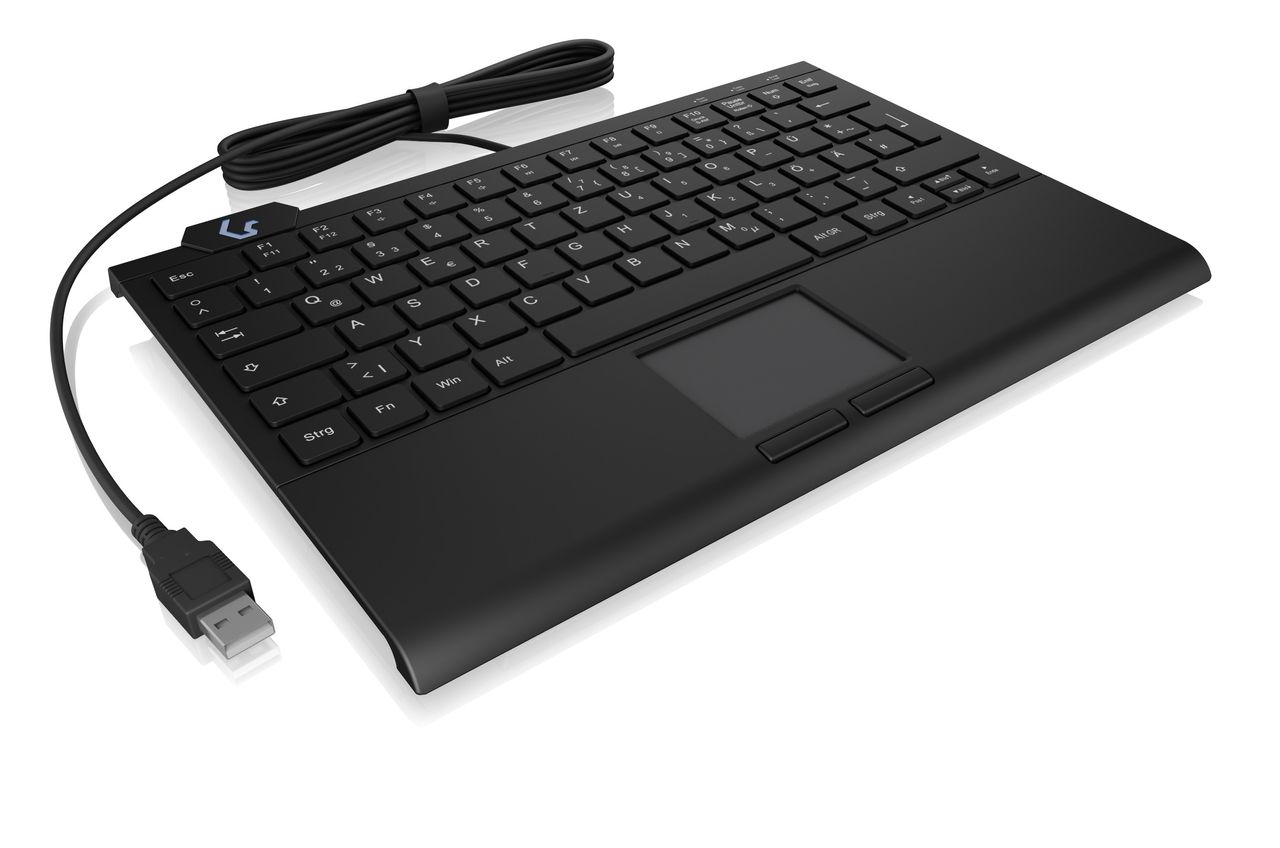 Keysonic KSK-5210ELU (DE) Mini Tastatur, Touchpad, Hintergrundbeleuchtung, schwarz