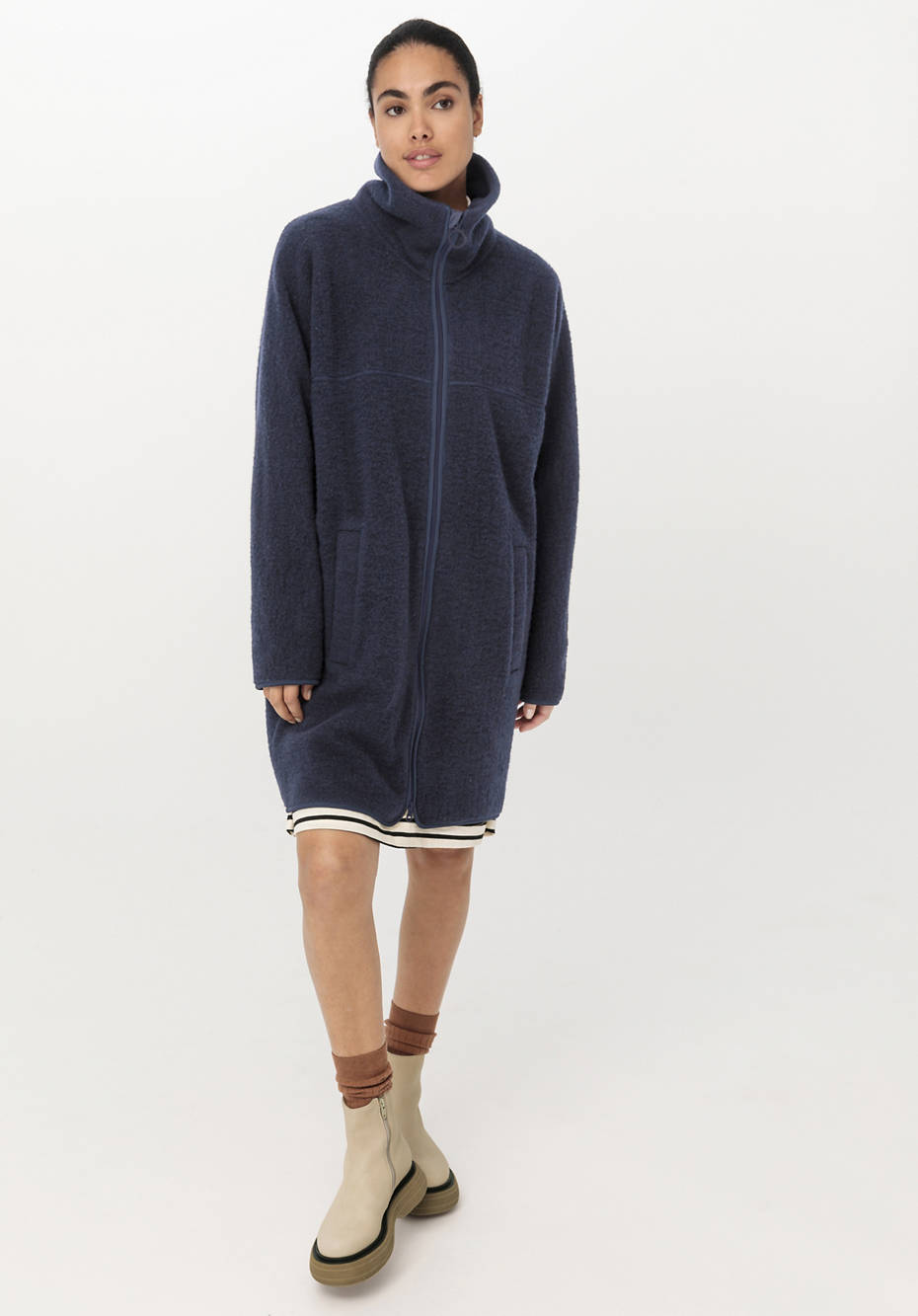 Wollfleece Mantel aus reiner Bio-Merinowolle
