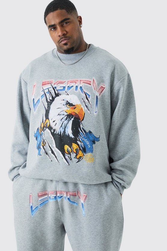 Plus Liberty Eagle Oversized Sweatshirt Tracksuit