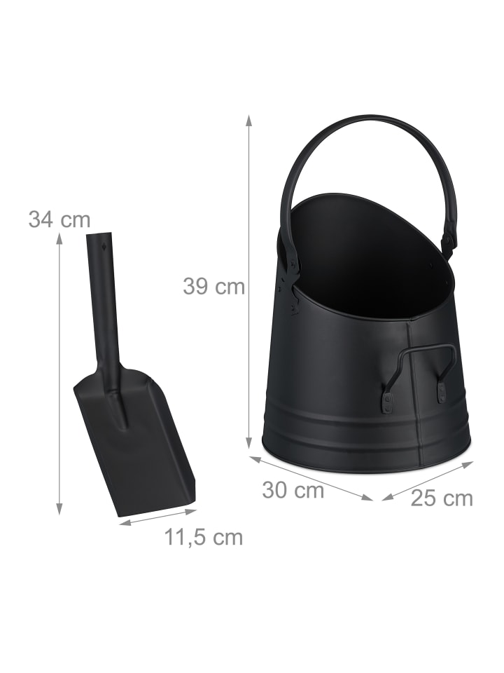 relaxdays Kohleneimer mit Schaufel in Schwarz - 6,5l günstig kaufen onesize