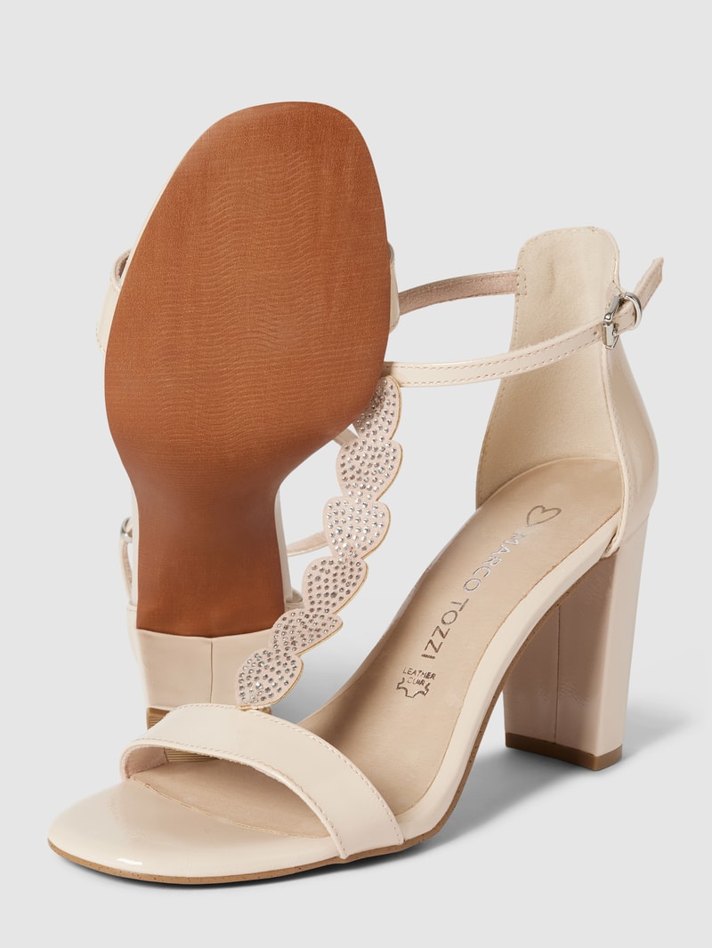 Sandaletten mit Strasssteinbesatz Modell 'Glam' in beige