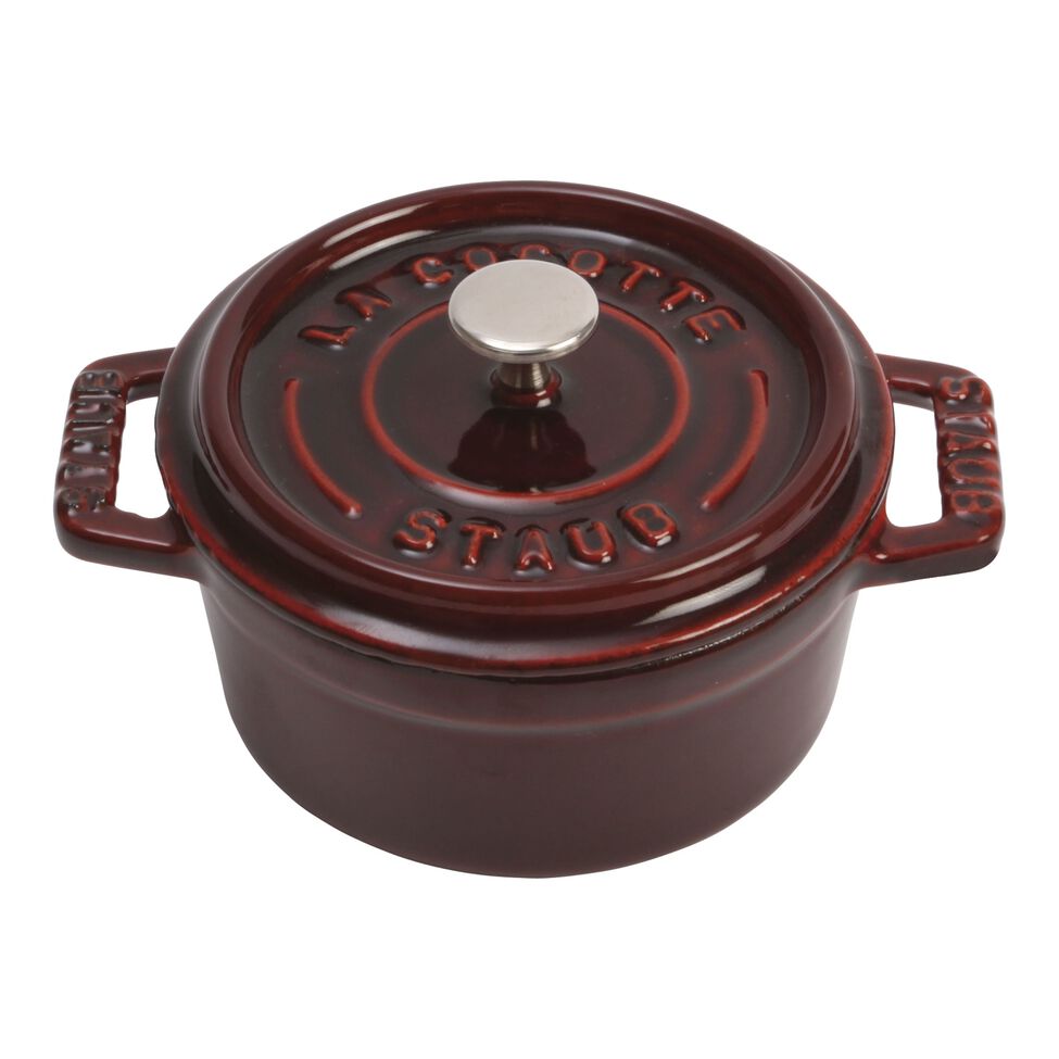 Mini Cocotte 10 cm, rund, Grenadine-Rot, Gusseisen