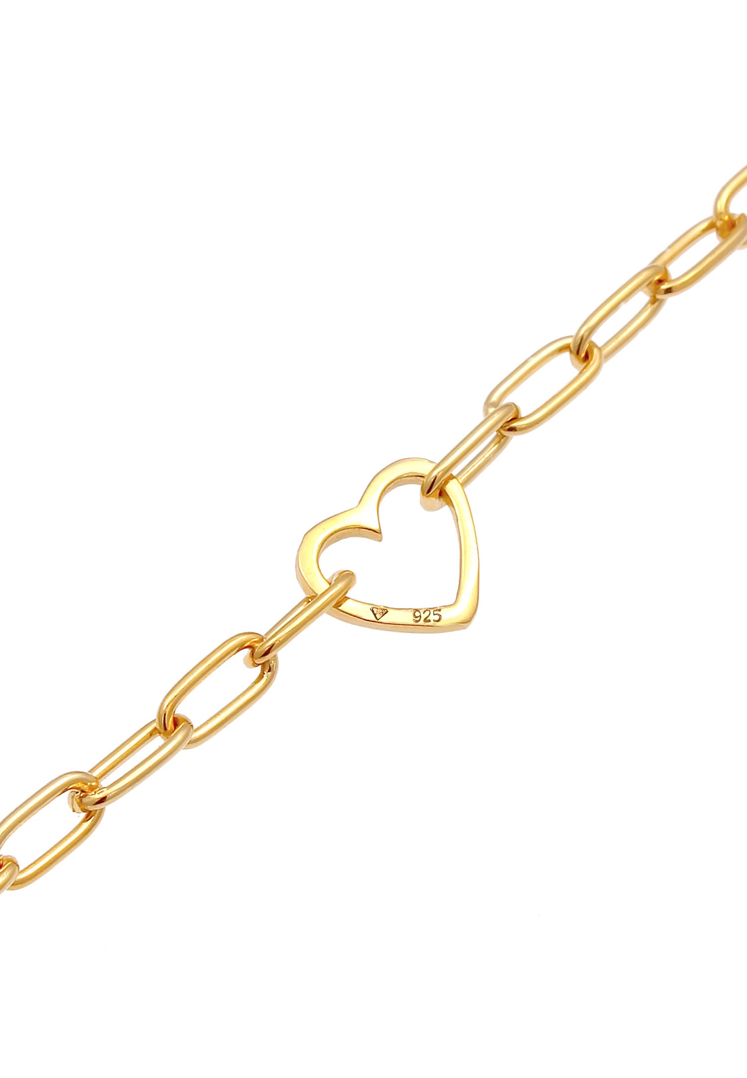 Elli Women's Trendy Oval Heart Link Chain in 925 Sterling Silver