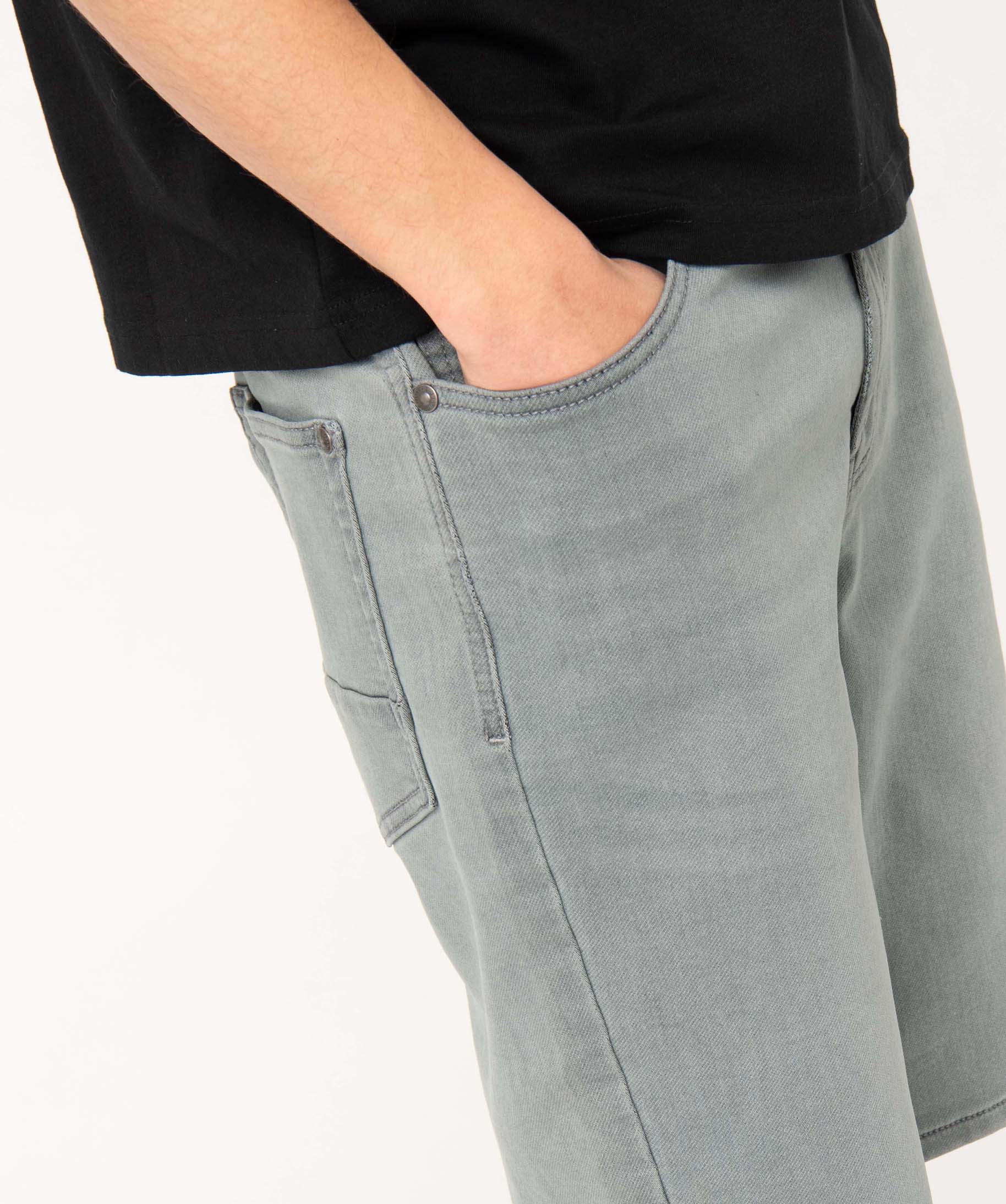 Bermuda en jean homme extensible coupe droite gris | GEMO