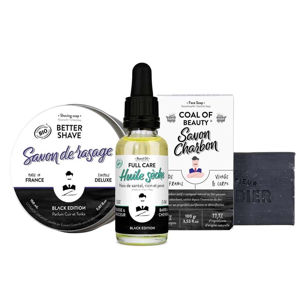 Monsieur Barbier Coffret Black Edition pour Homme Coffret Cadeau de Rasage et Styling pour Hommes