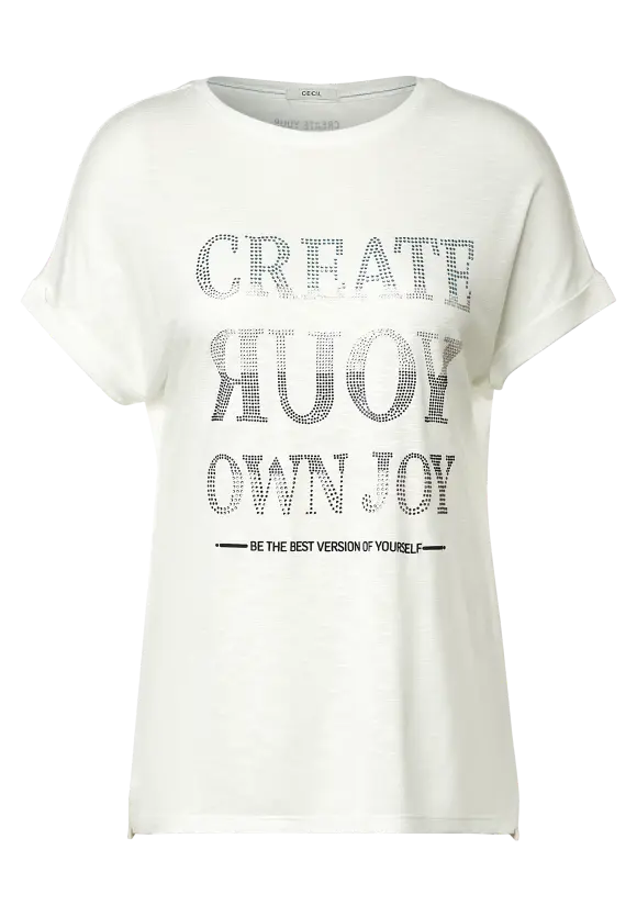 CECIL Shirt mit Steinchen Wording