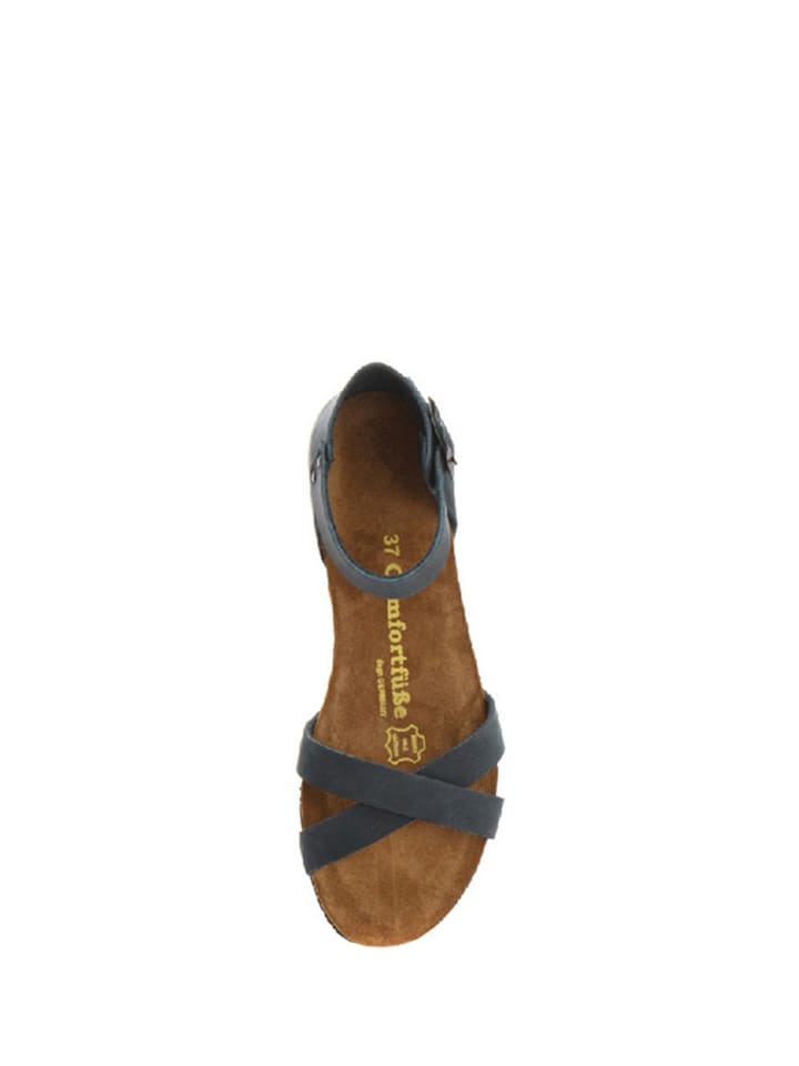 Comfortfusse Leder-Sandalen in Dunkelblau günstig kaufen