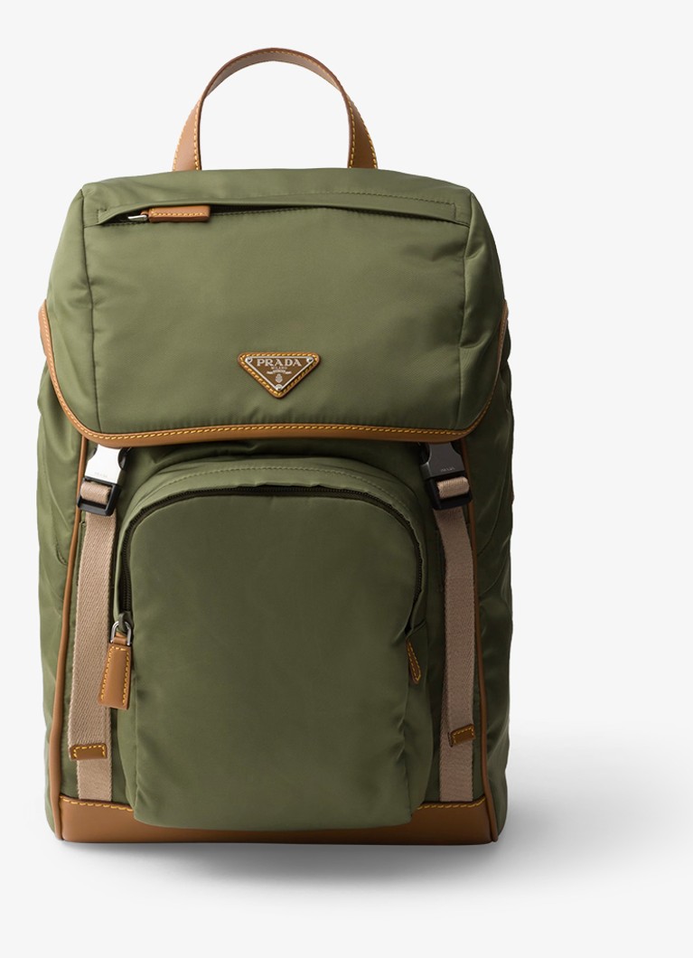 Batoh Prada Re-Nylon s koženými detaily