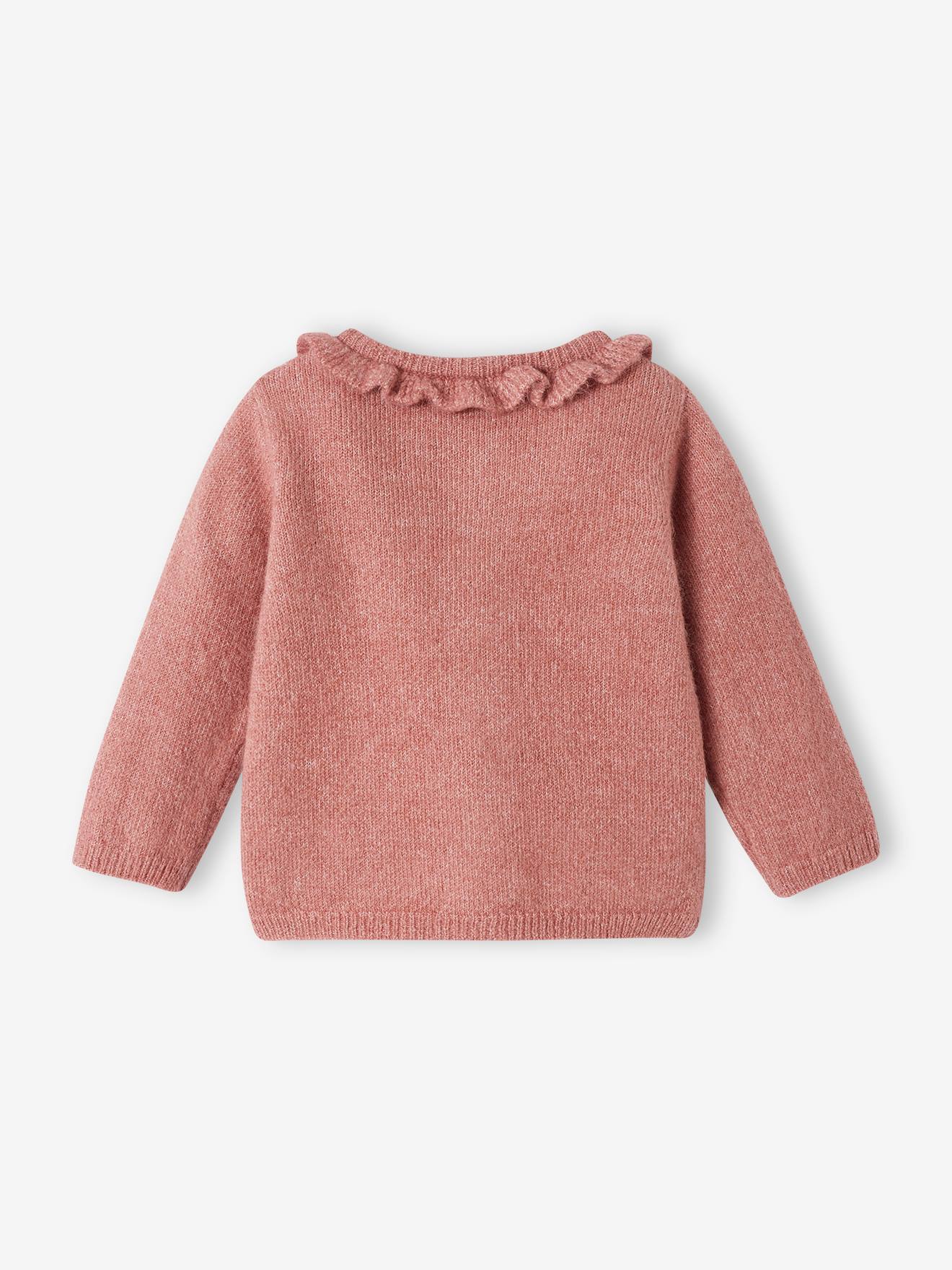 Cardigan bébé ajouré vieux rose