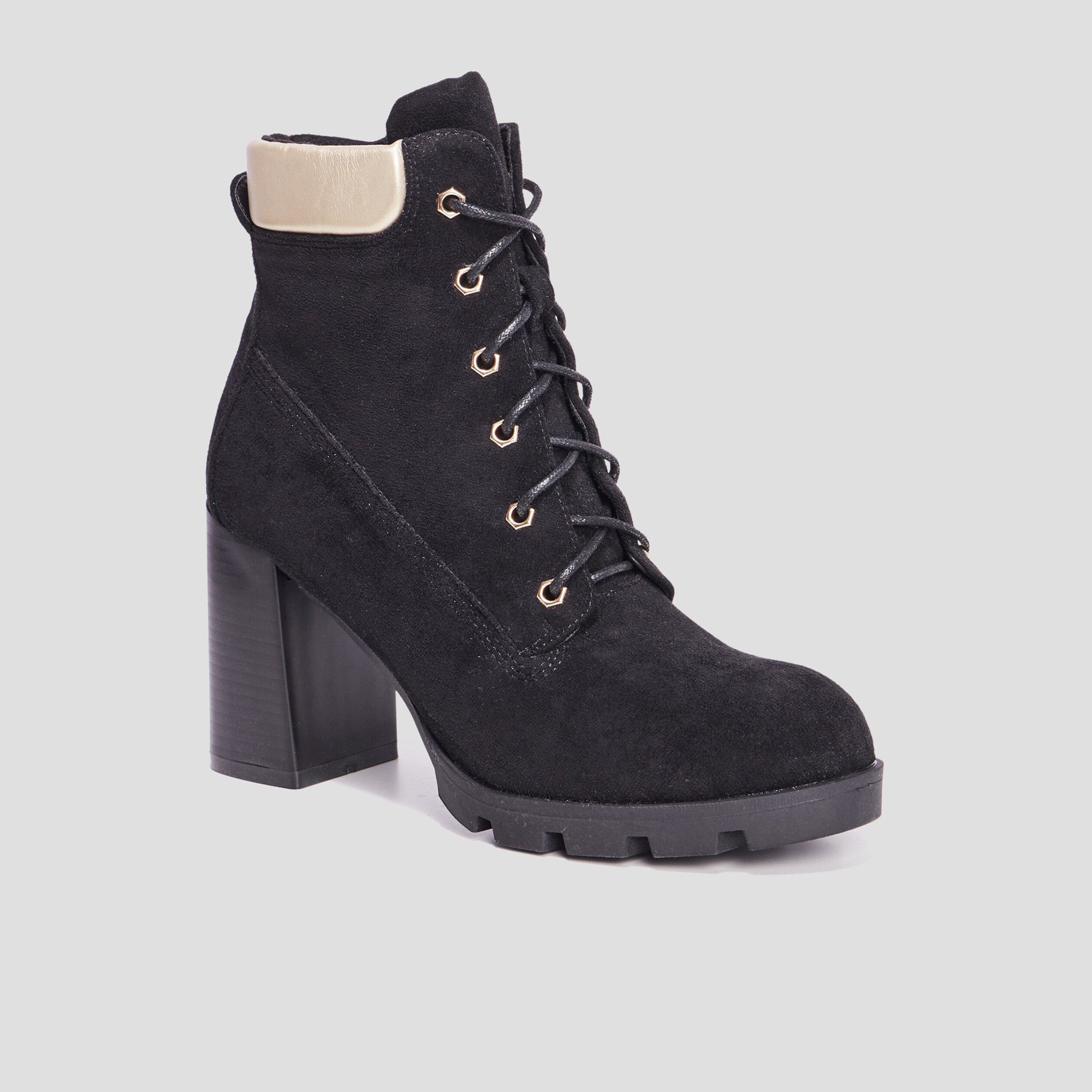 Bottines à talons à lacets noir femme | La Halle