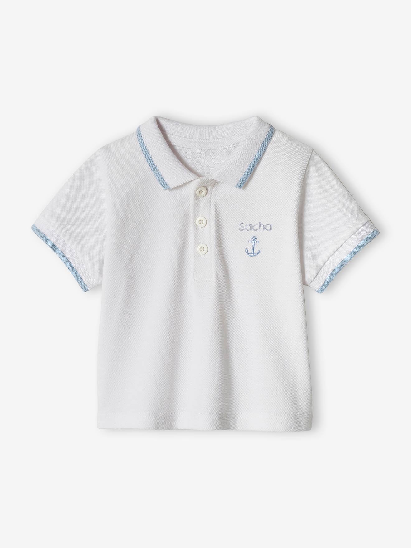 Polo bébé garçon brodé poitrine personnalisable blanc