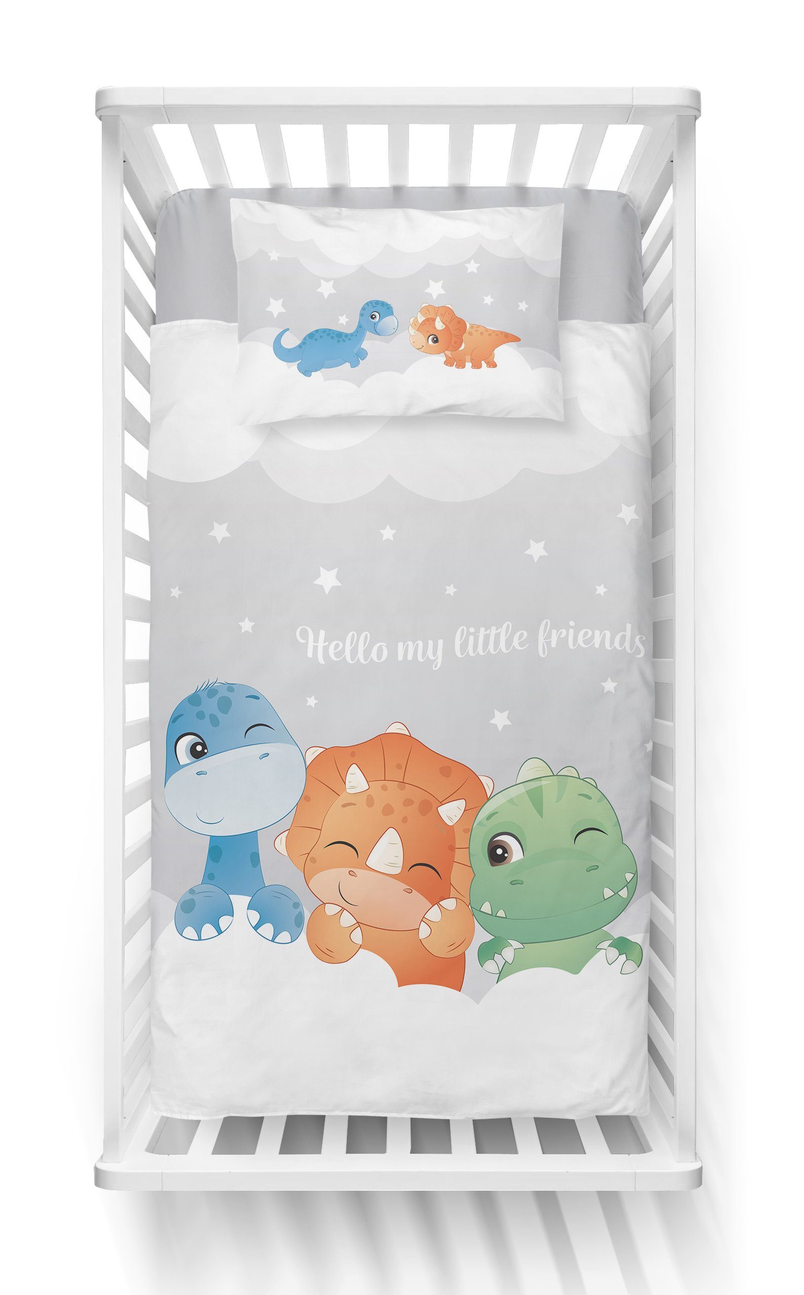 Babybettwäsche Set Dino 100% Baumwolle Größe: 100x135 cm, 40x60 cm, Häßler Homefashion, Baumwolle