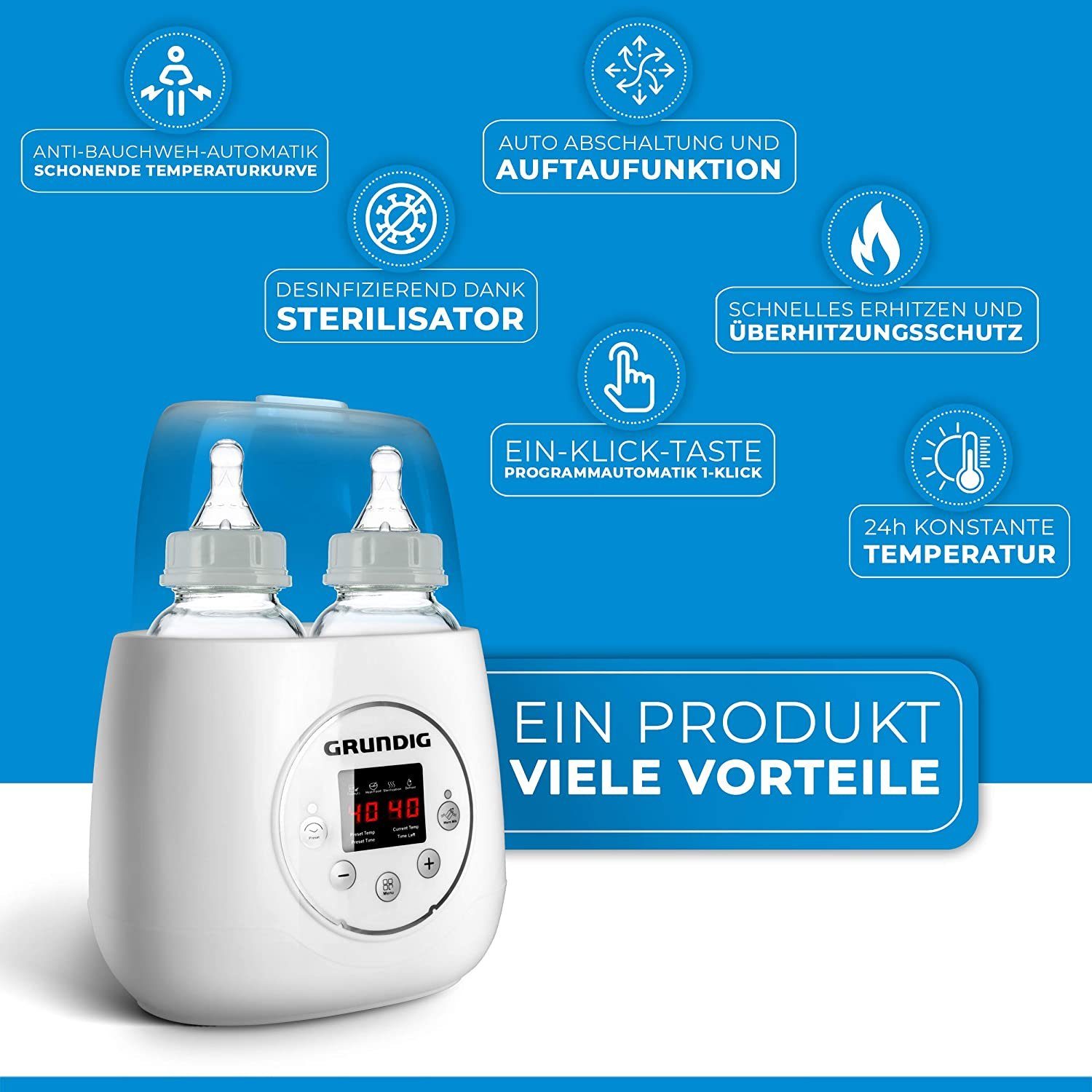 Grundig Babyflaschenwärmer Flaschenwärmer 3in1 Funktion