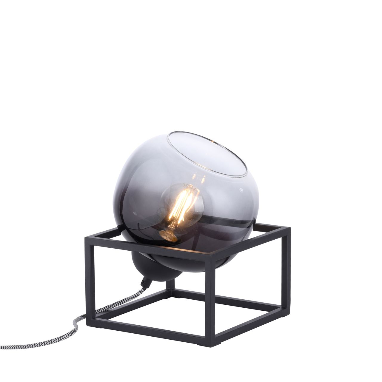 JUST LIGHT Tischleuchte ZEA, 1x E27/25,00 Watt max., Schnurschalter, Schwarz