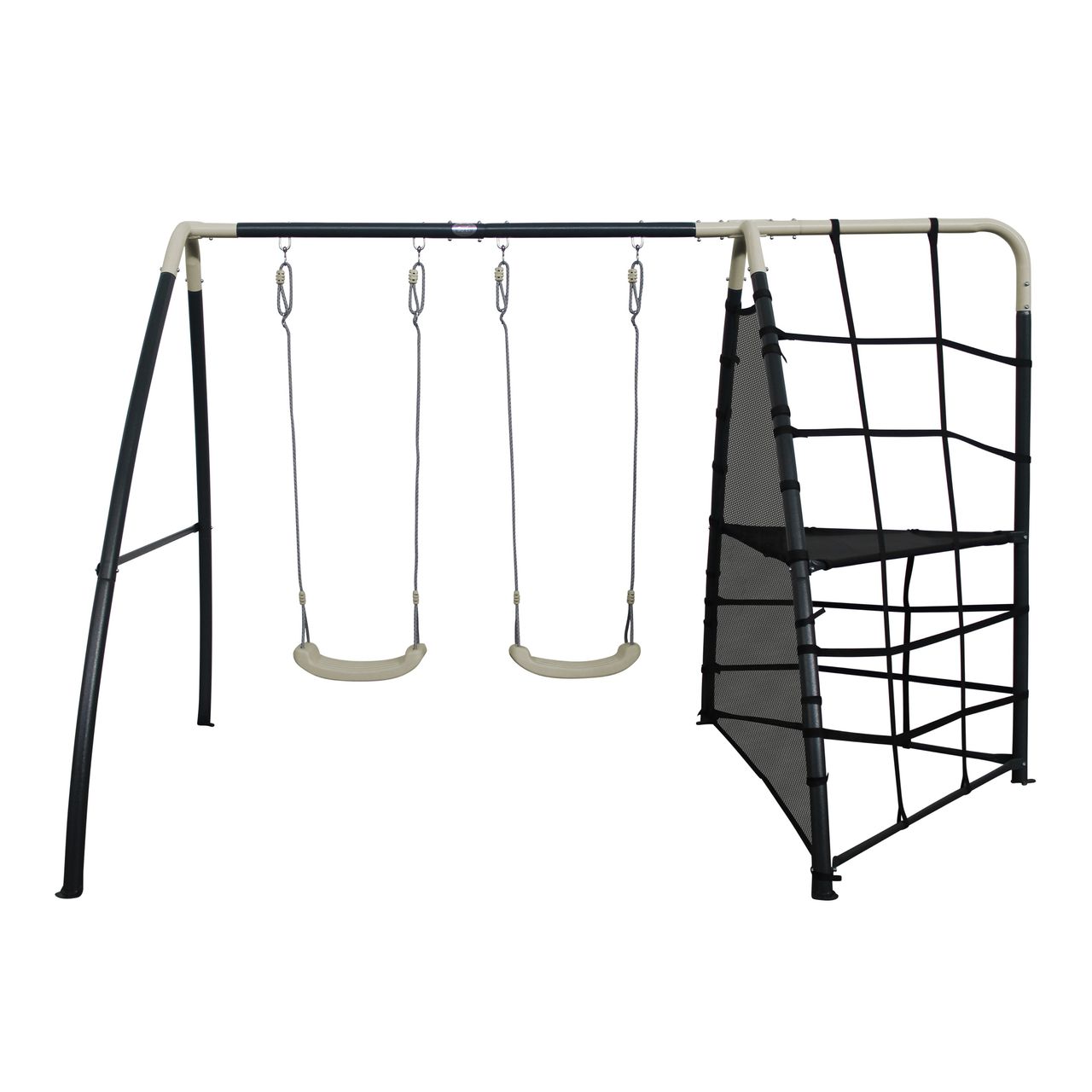 AXI Metallspielplatz mit Doppelschaukel und Klettergerüst Anthrazit/Crème