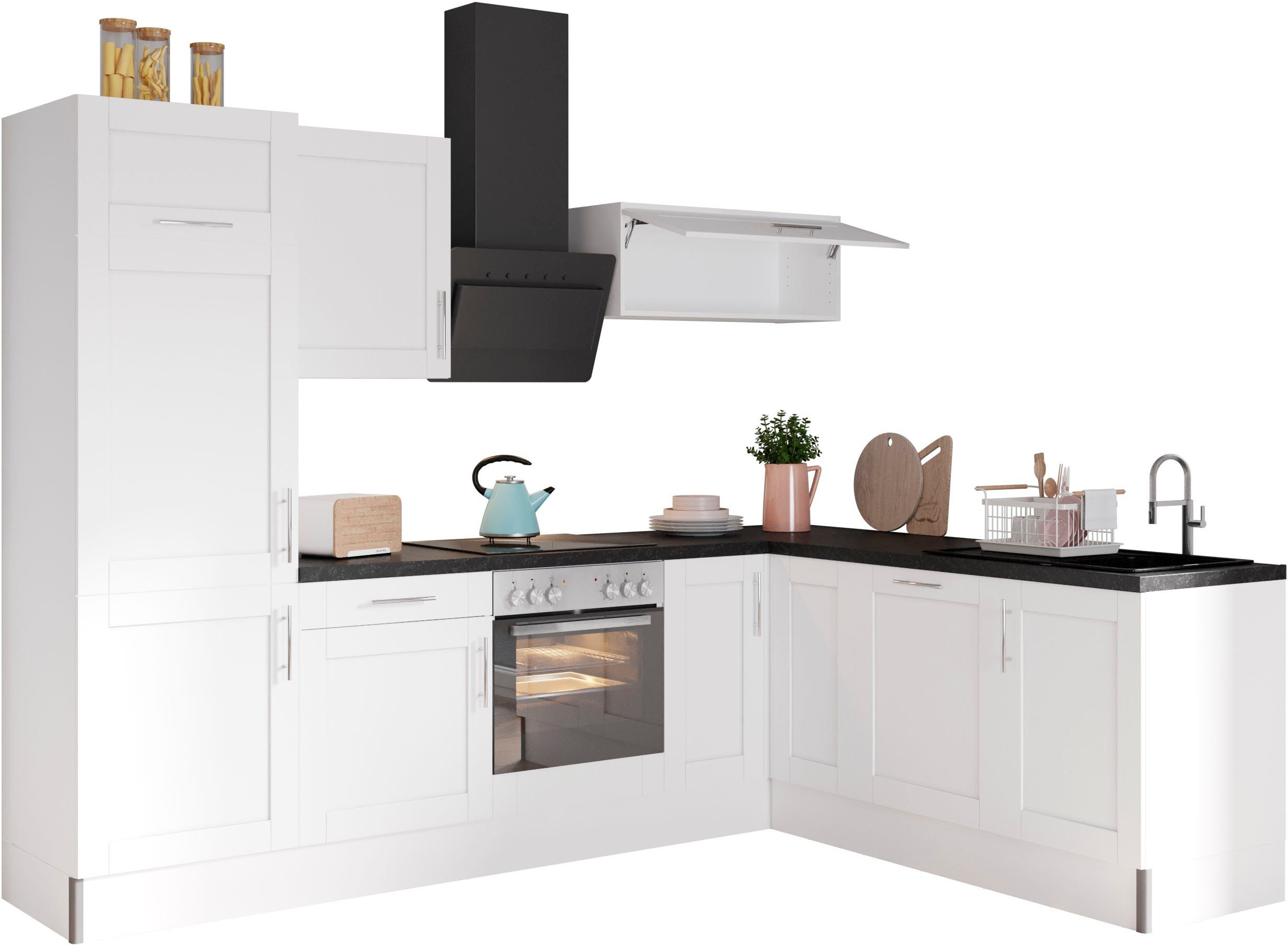 OPTIFIT Küche Ahus, 200 x 270 cm breit, ohne E-Geräte, Soft Close Funktion, MDF Fronten