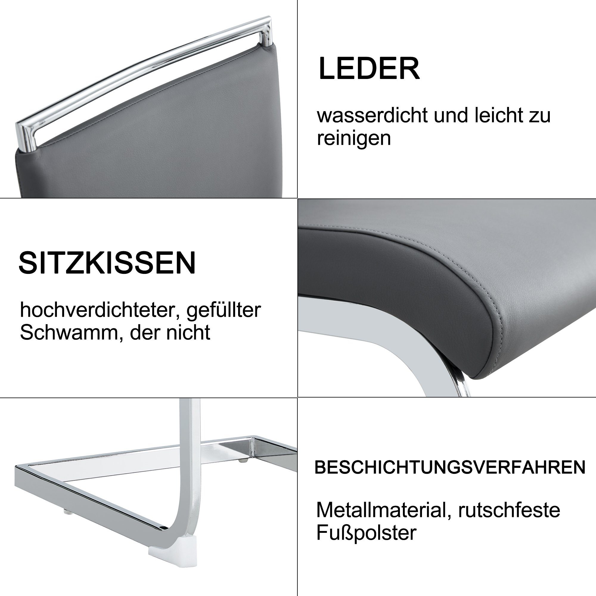 PHOEBE CAT Freischwinger (Esszimmerstuhl, 2 St), Sitz gepolstert, Gestell aus Metall, Stuhl belastbar bis 150 Kg