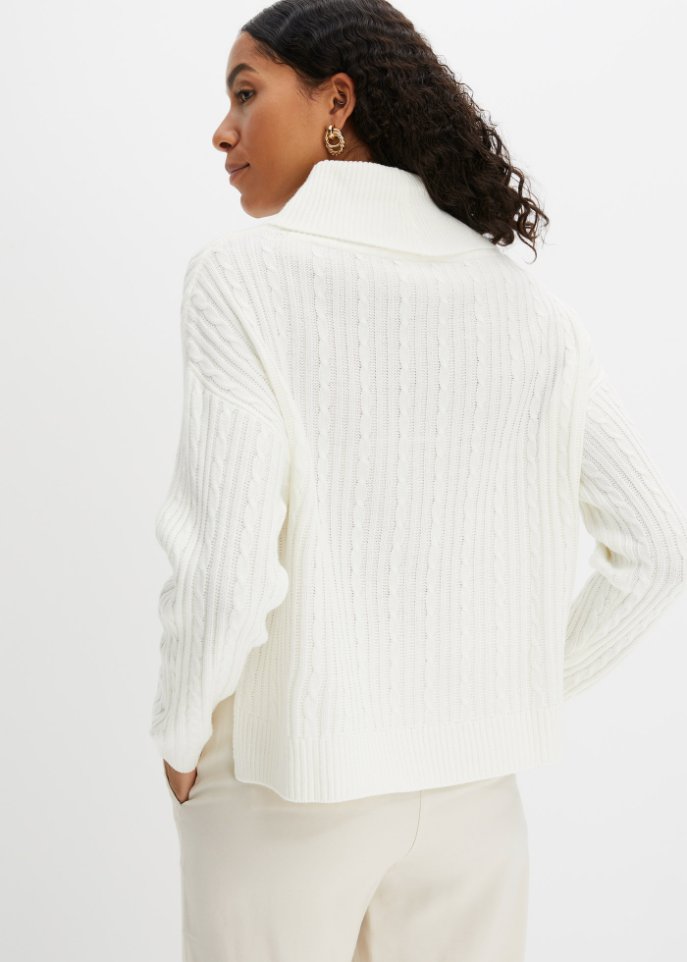 Pullover mit V-Ausschnitt und Seitenschlitzen