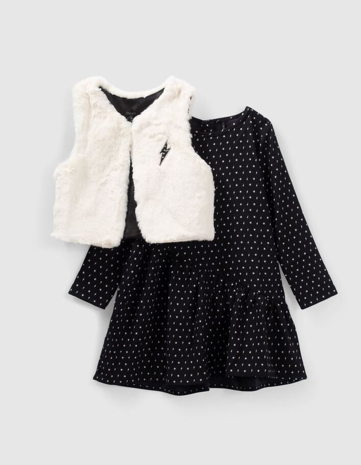 Robe 2-en-1 imprimé minimaliste avec gilet fille