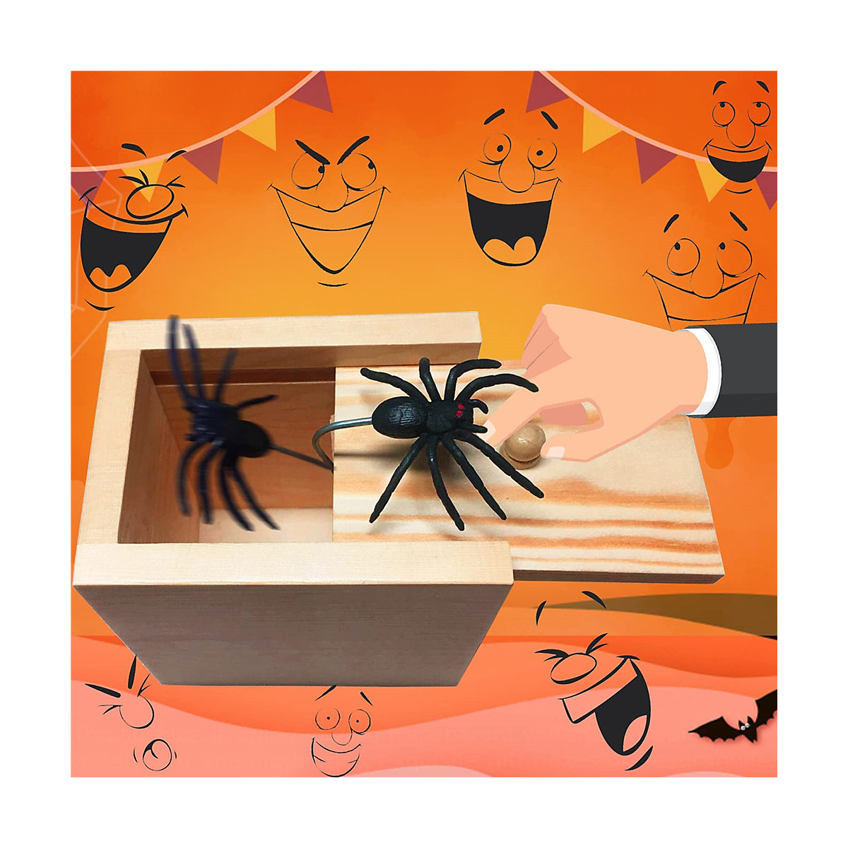 Spinne Spielzeug in Einer Holzkiste für Kinder