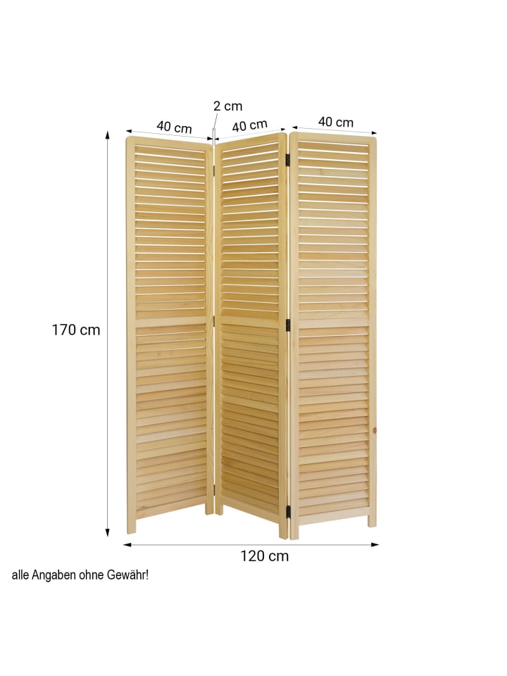 Homestyle4u 3-tlg. Paravent in Braun 120x170 günstig kaufen onesize
