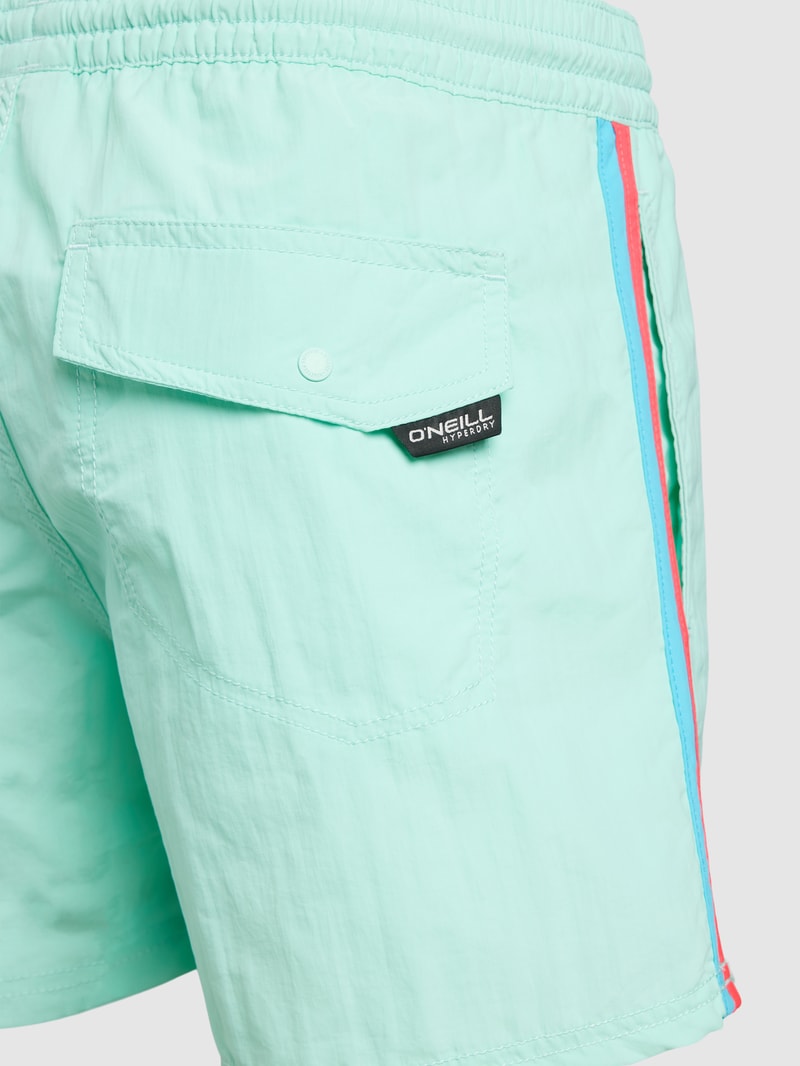 Badehose mit Label-Detail Modell 'VERT RETRO' in aqua blau
