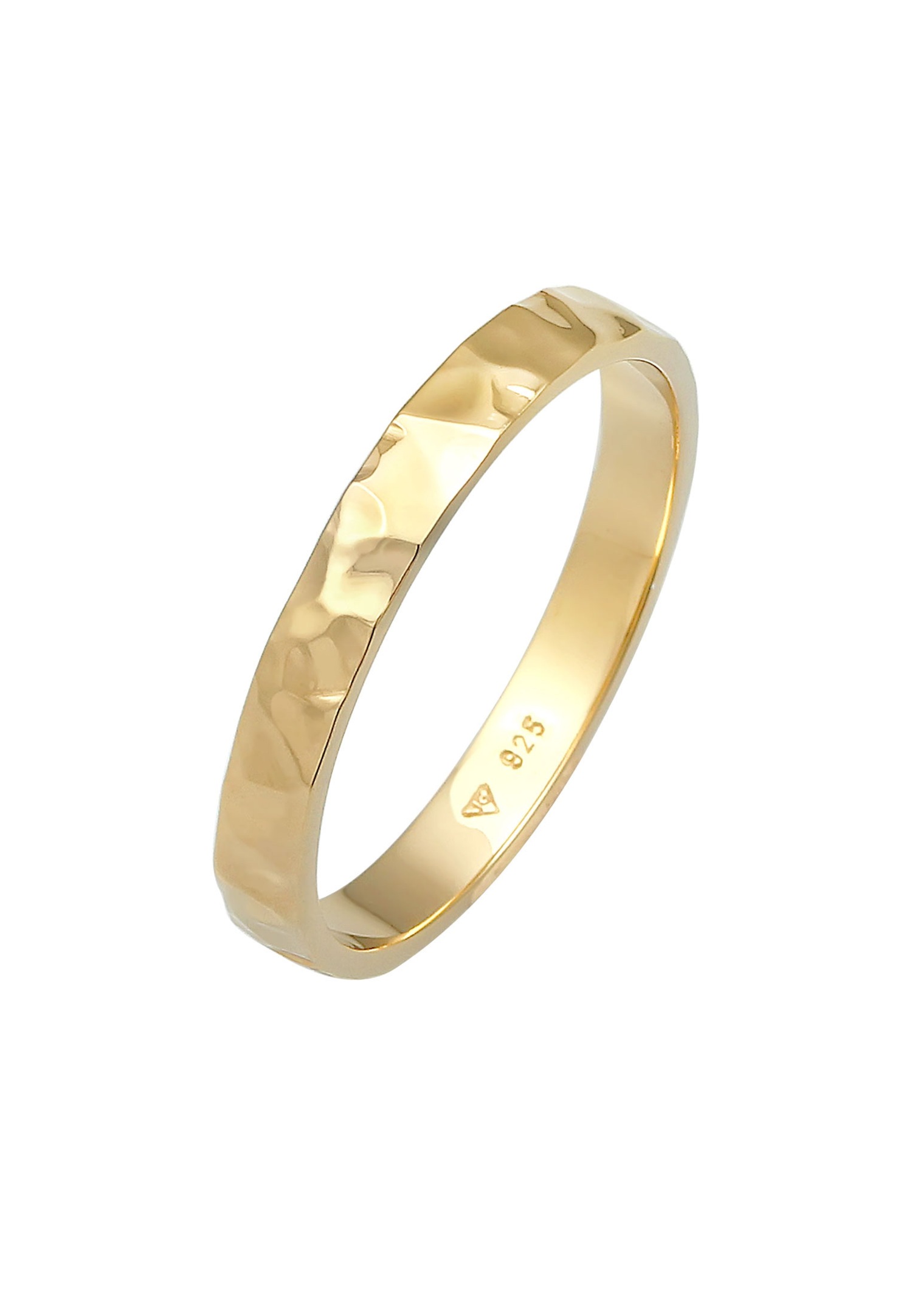 Elli Ring Basic Bandring Fein Gehämmert 925 Silber