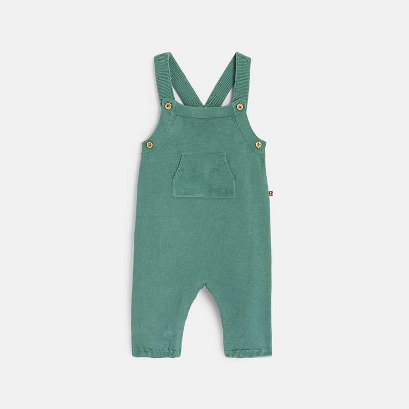 Salopette en maille tricot et body dinosaures verte naissance