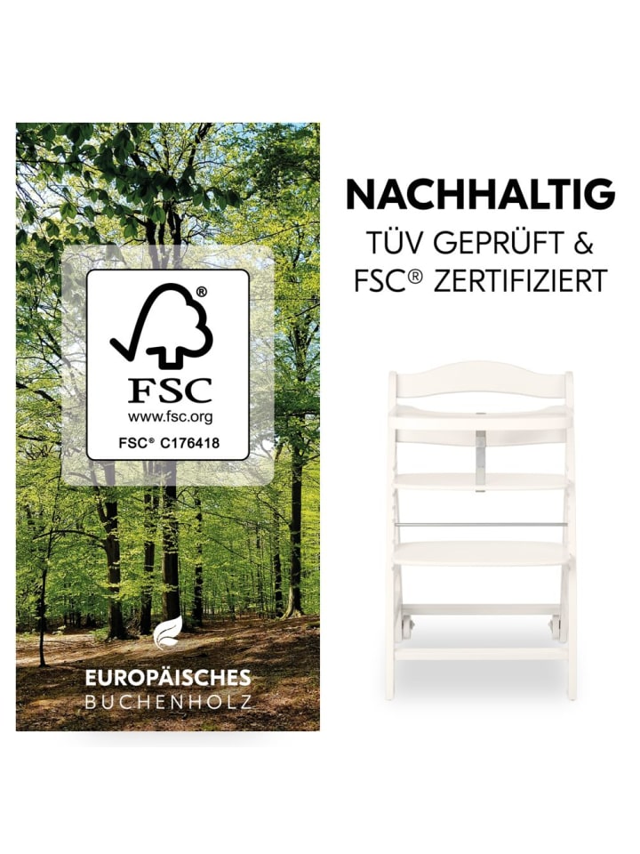 Hauck Hochstuhl Beta Plus White inkl. Essbrett, Sitzkissen in weiss,grau günstig kaufen onesize