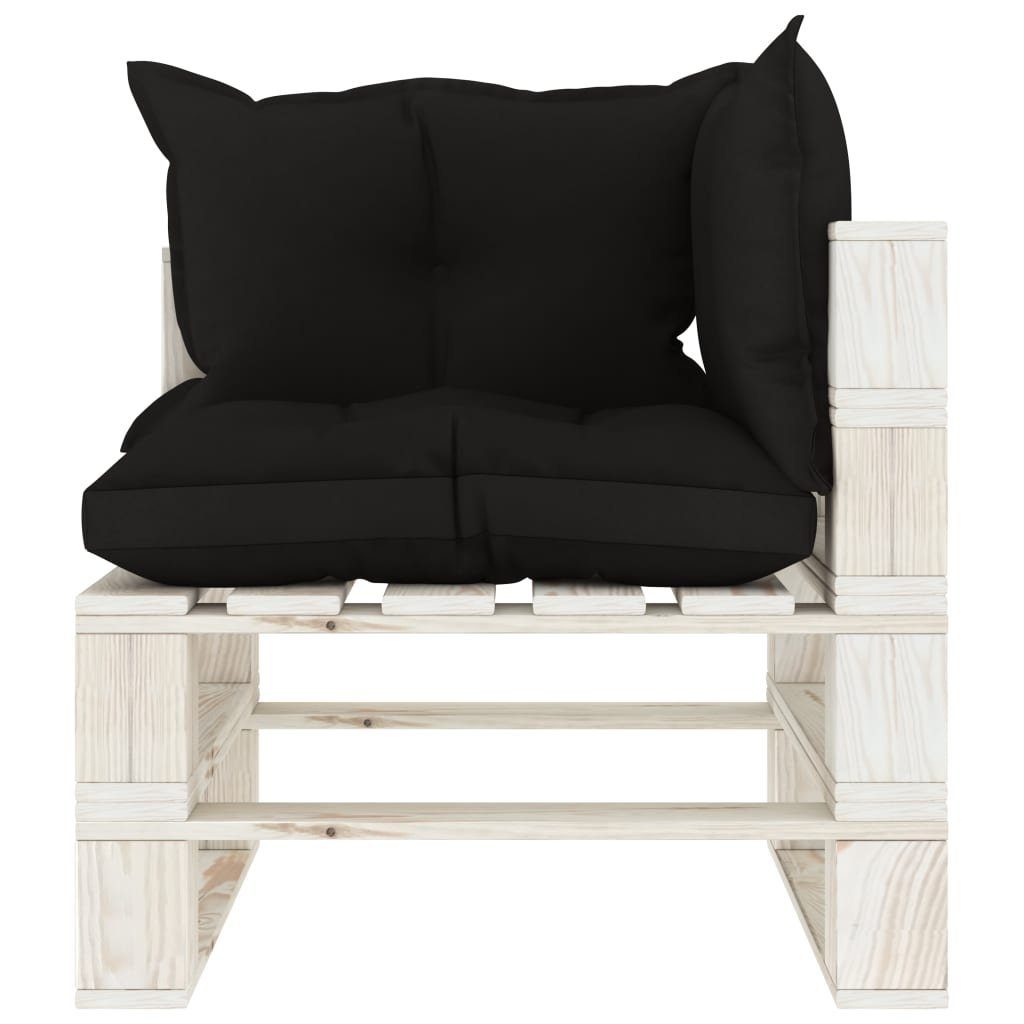 vidaXL Loungesofa Garten-Paletten-Ecksofa mit Kissen in Schwarz Holz, 1 Teile
