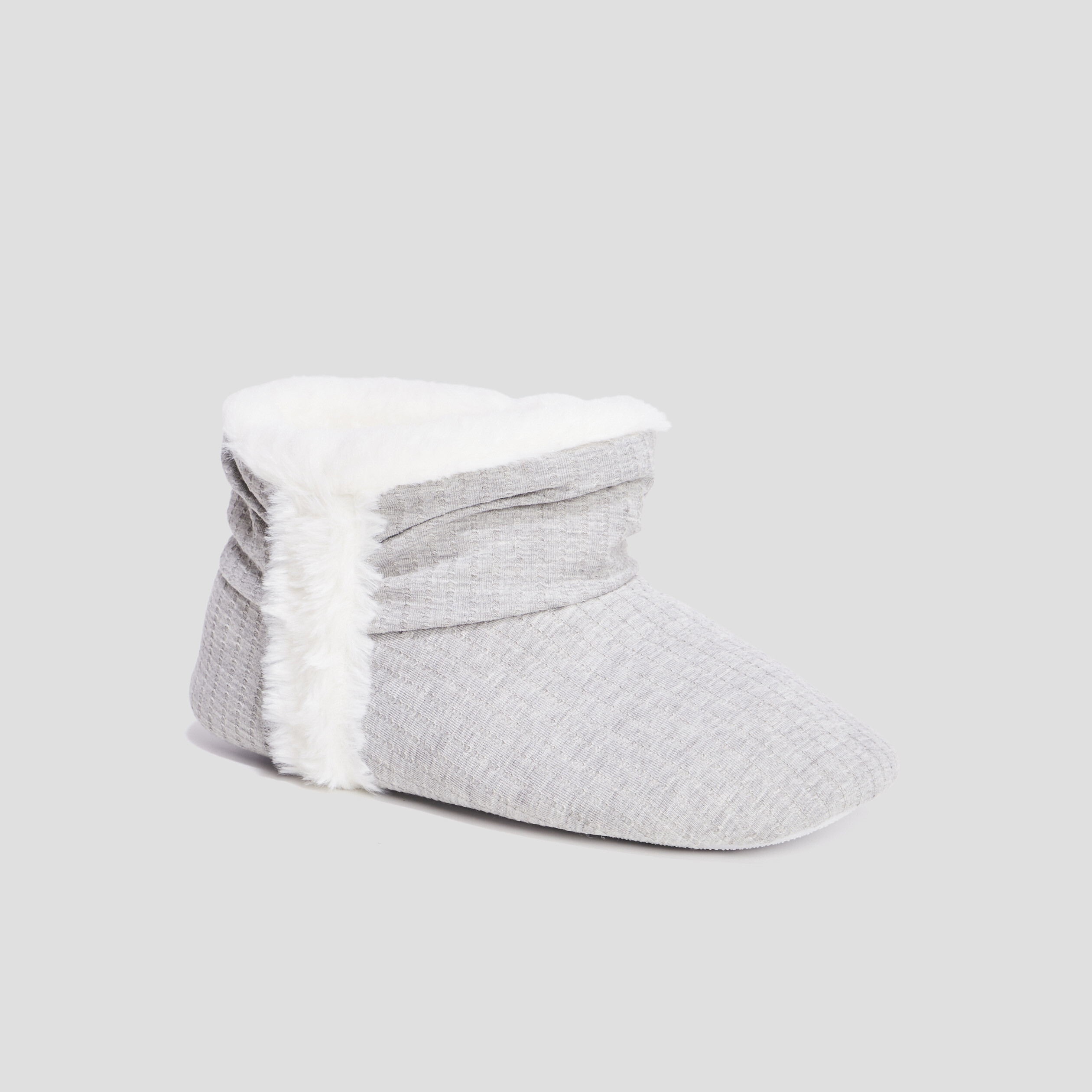 Chaussons bottines fourrées gris femme | La Halle