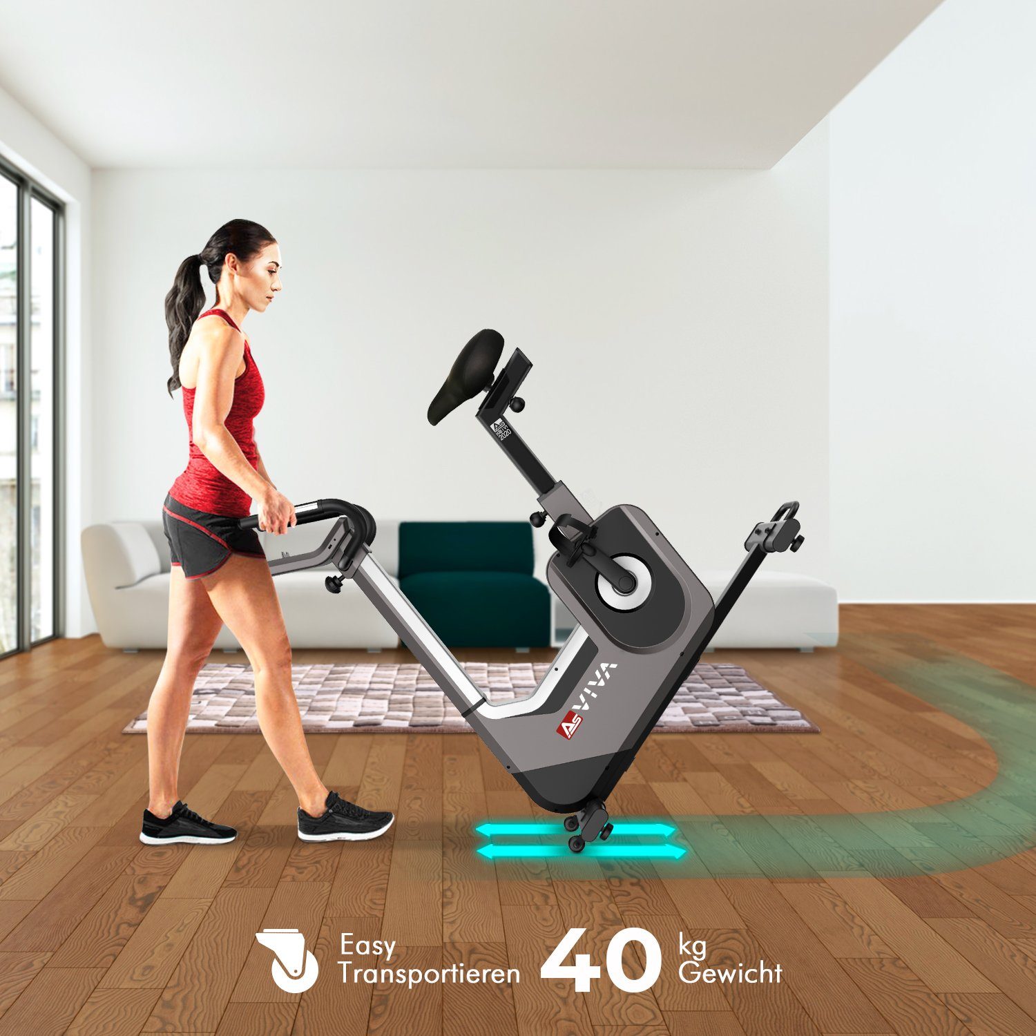 AsVIVA Ergometer Heimtrainer & Ergometer AsVIVA H25 Studio Pro, 6 virtuelle (Real-Live) Trainingsszenen, MP3 3,5 Klinke AUX-Anschluss