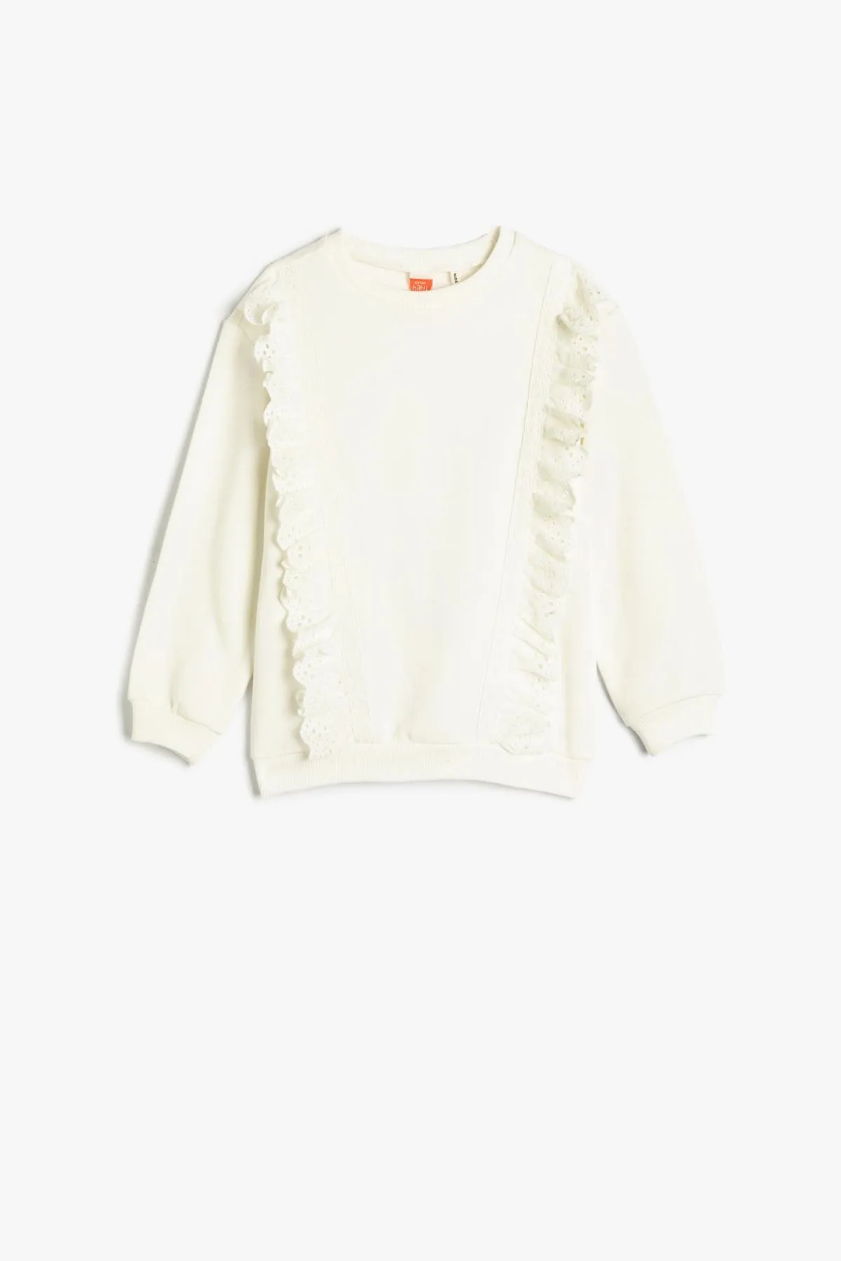 Koton  Rüschen-Sweatshirt aus Baumwolle in Roségold mit Rundhalsausschnitt