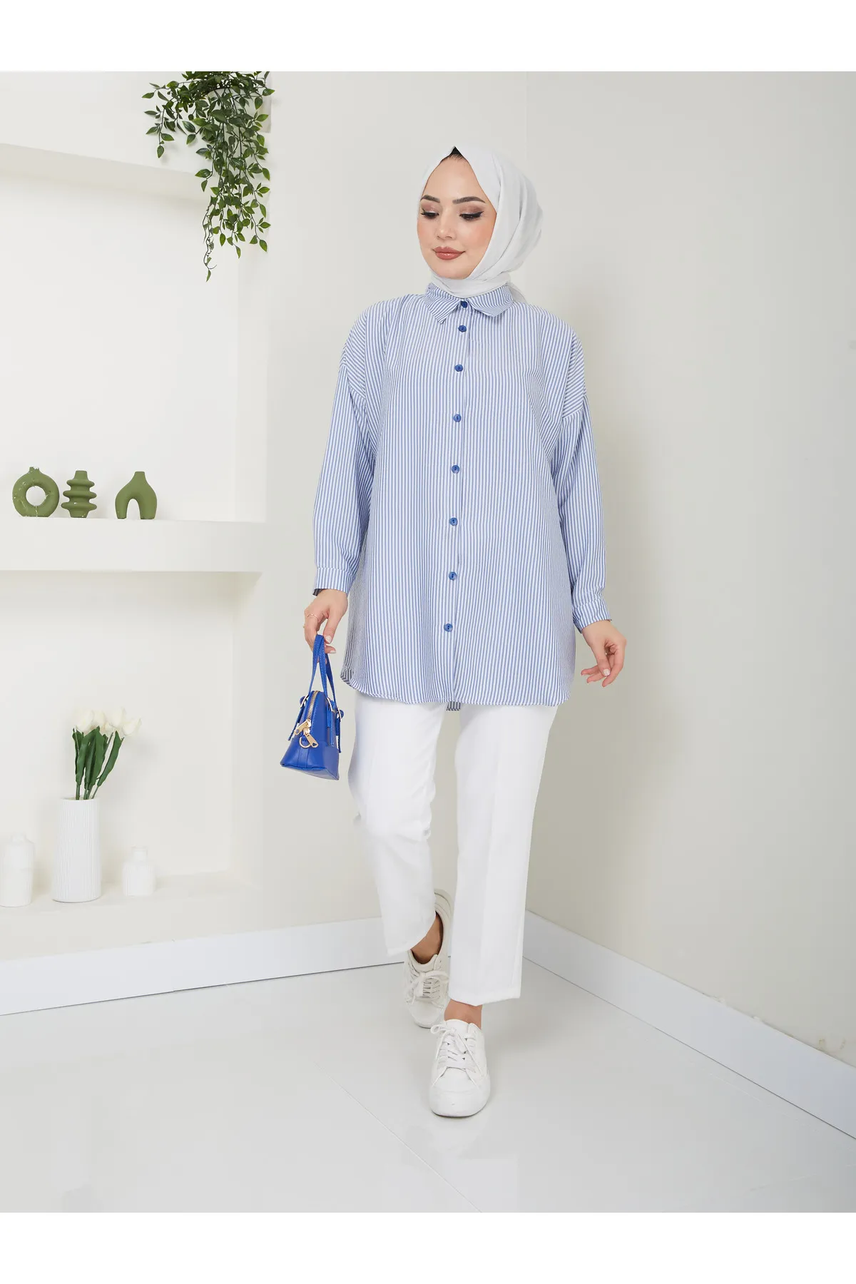 VOLT CLOTHİNG  Gestreiftes Hijab-Shirt für Damen