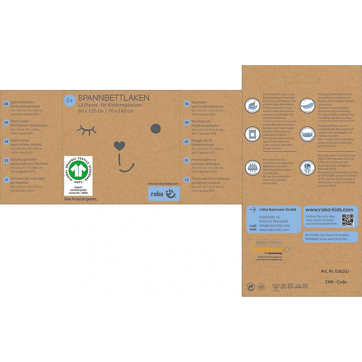 Spannbettlaken Jersey, 70x140 cm Lil Planet frosty green