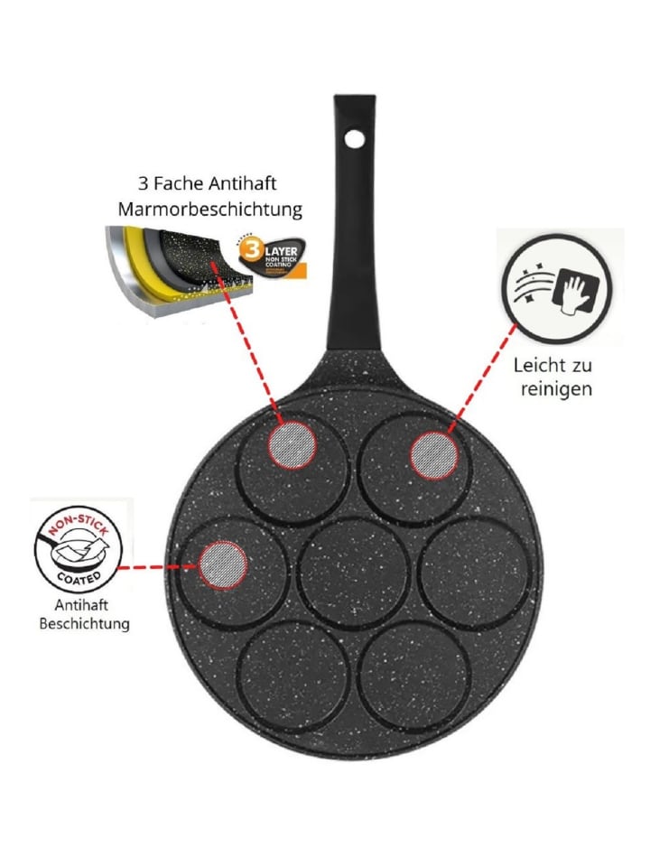 Cheffinger Pfannkuchen 7-Fächer Crepe Pfanne Ø26cm in Schwarz günstig kaufen onesize
