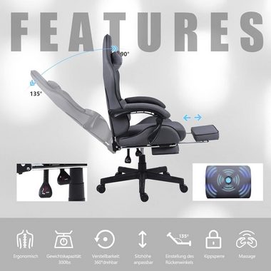 Dowinx Gaming-Stuhl Gaming Stuhl Bürostuhl Ergonomisch, Lendenkissen verstellbar (150 kg Belastbar, Zockerstuhl, Zocker, Sessel Gaming, 1 St), Pc Sessel, Computerstuhl, Computer Stuhl, Zockersessel