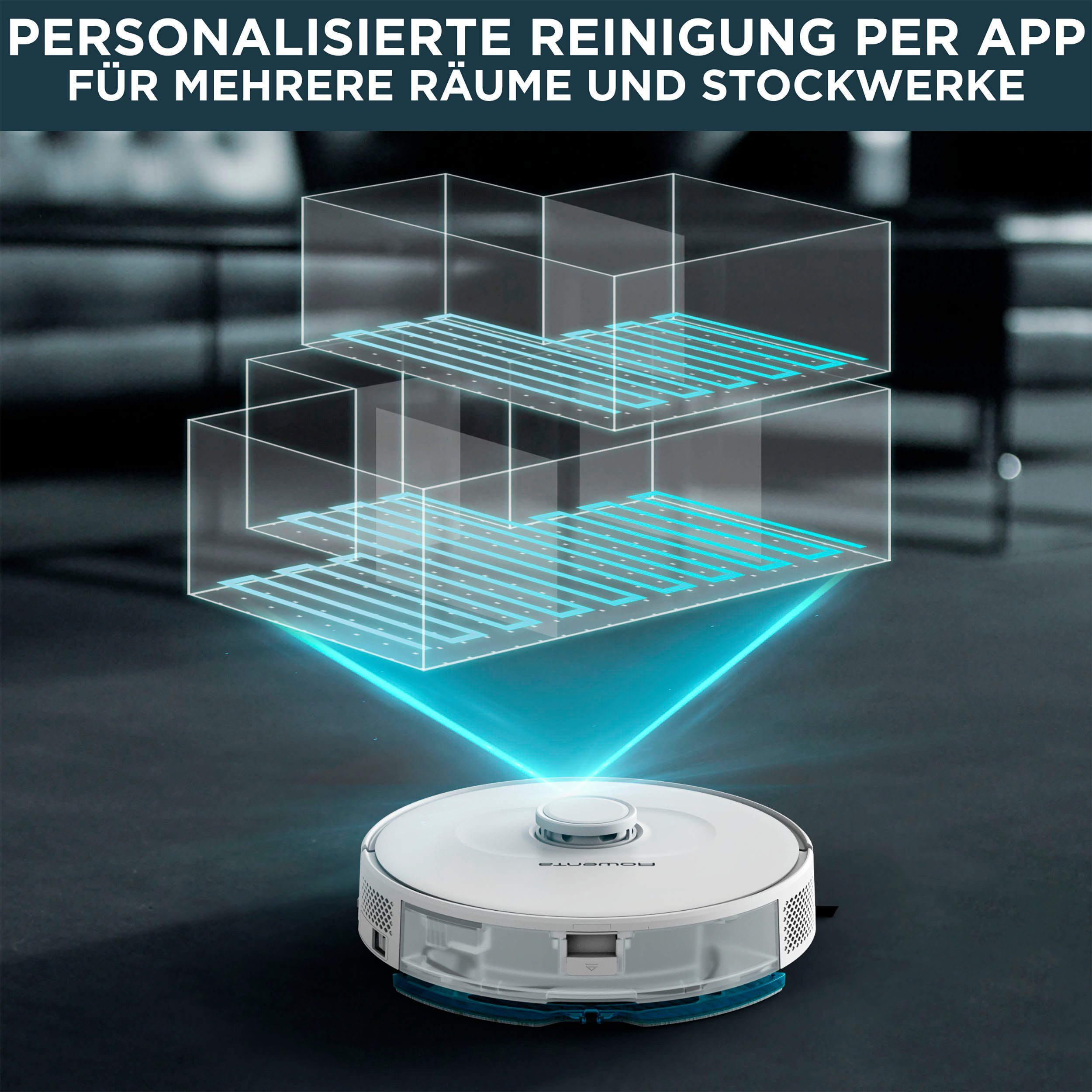 Rowenta Saugroboter RR8567 X-Plorer Serie 75, ultra-präzise Laser-Navigation, saugen und wischen, 4-in-1 Reinigung