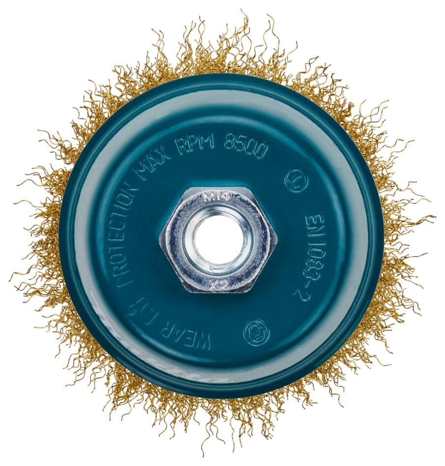 Makita Zubehör D-39805 Topfbürste, gekräuselter, messingbeschichteter Stahldraht, M14 x 100 mm